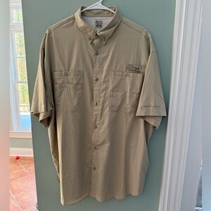 Columbia PFG Men's Casual Tan Button Down Shirt